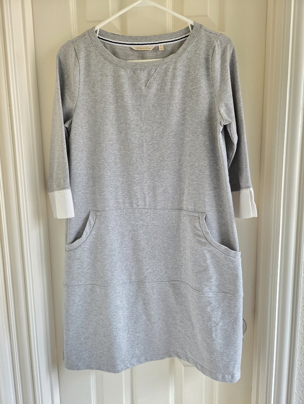 Soft Surroundings Corryn Sweatshirt Jersey Dress Heather Gray Pockets M